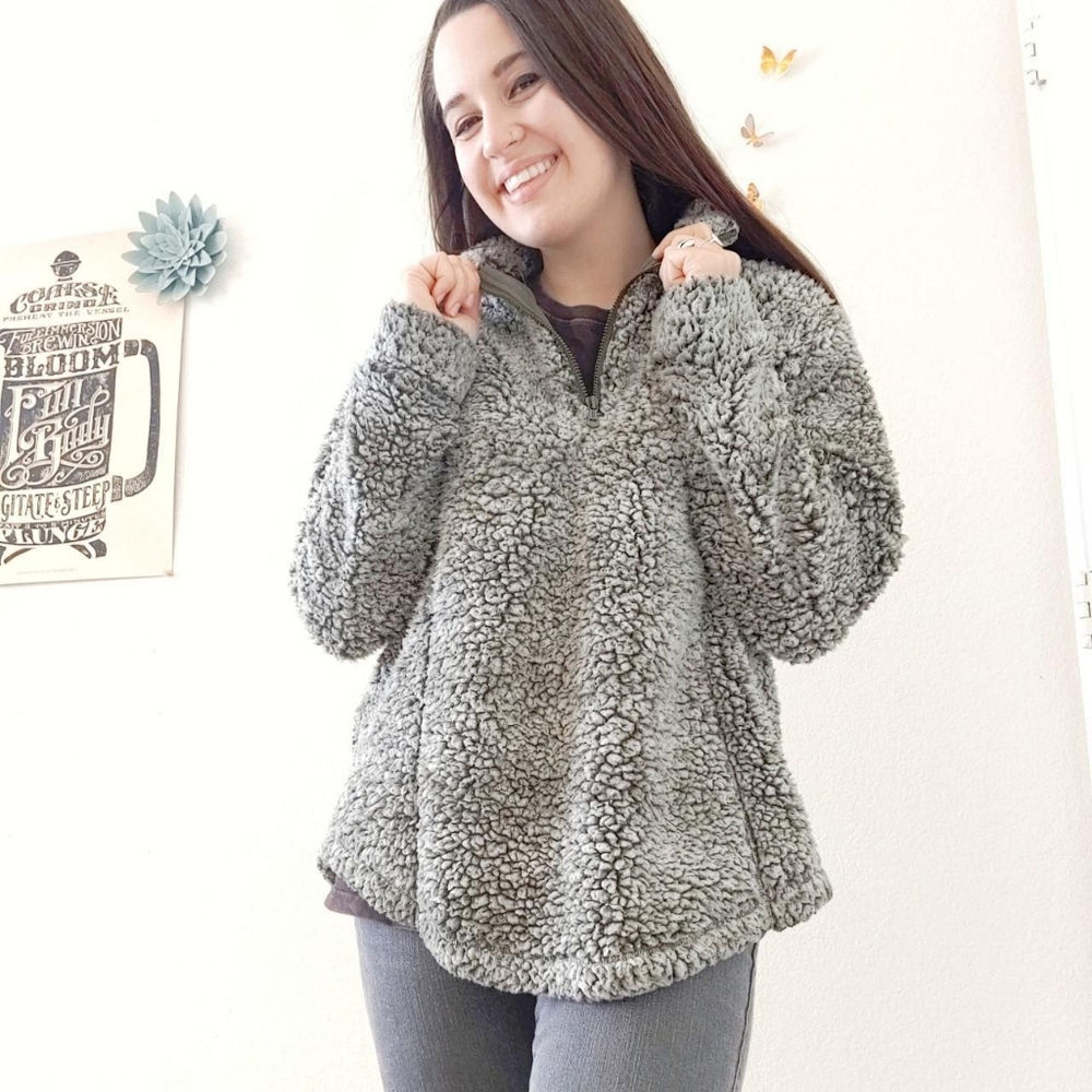 Gray Sherpa Fleece Jacket